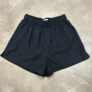 Abercrombie & Fitch High Waist Black Linen Blend Shorts